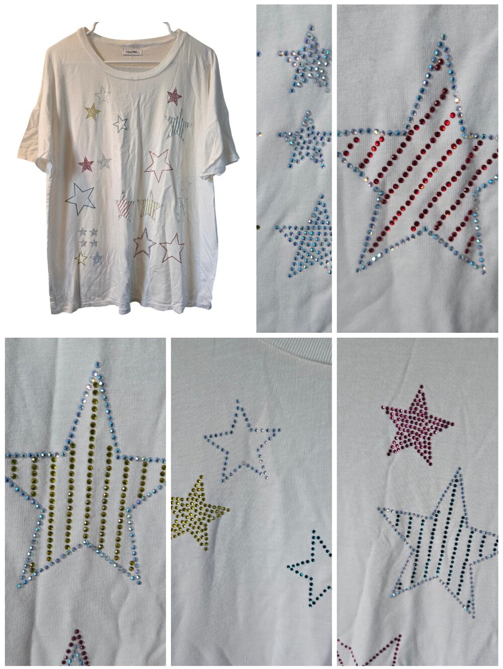 Lauren Moshi Crystal Stars Liberty tee